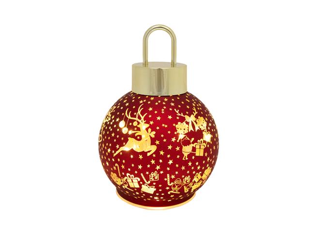 7.5" LED GLASS BALL ORNAMENT (REINDEER GIFTS - RED)